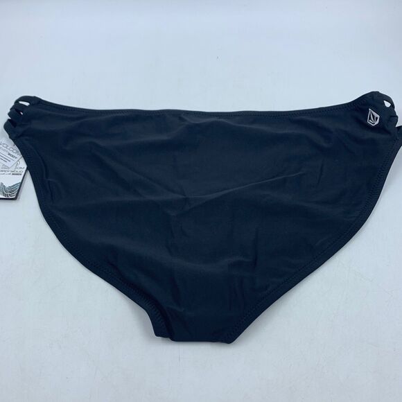 Volcom Womens 14W Swimsuit Swim Surf Bikini Bottom Simply Solid Full Black NEW - Picture 2 of 8